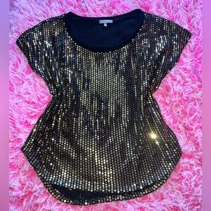 H&M Gold Disco Sequined Top